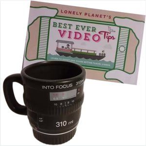 Photographer's Camera Coffee Cup & Video Making Tip Book Bundle